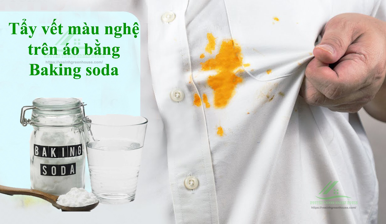 Làm sạch màu nghệ trên áo trắng với baking soda: