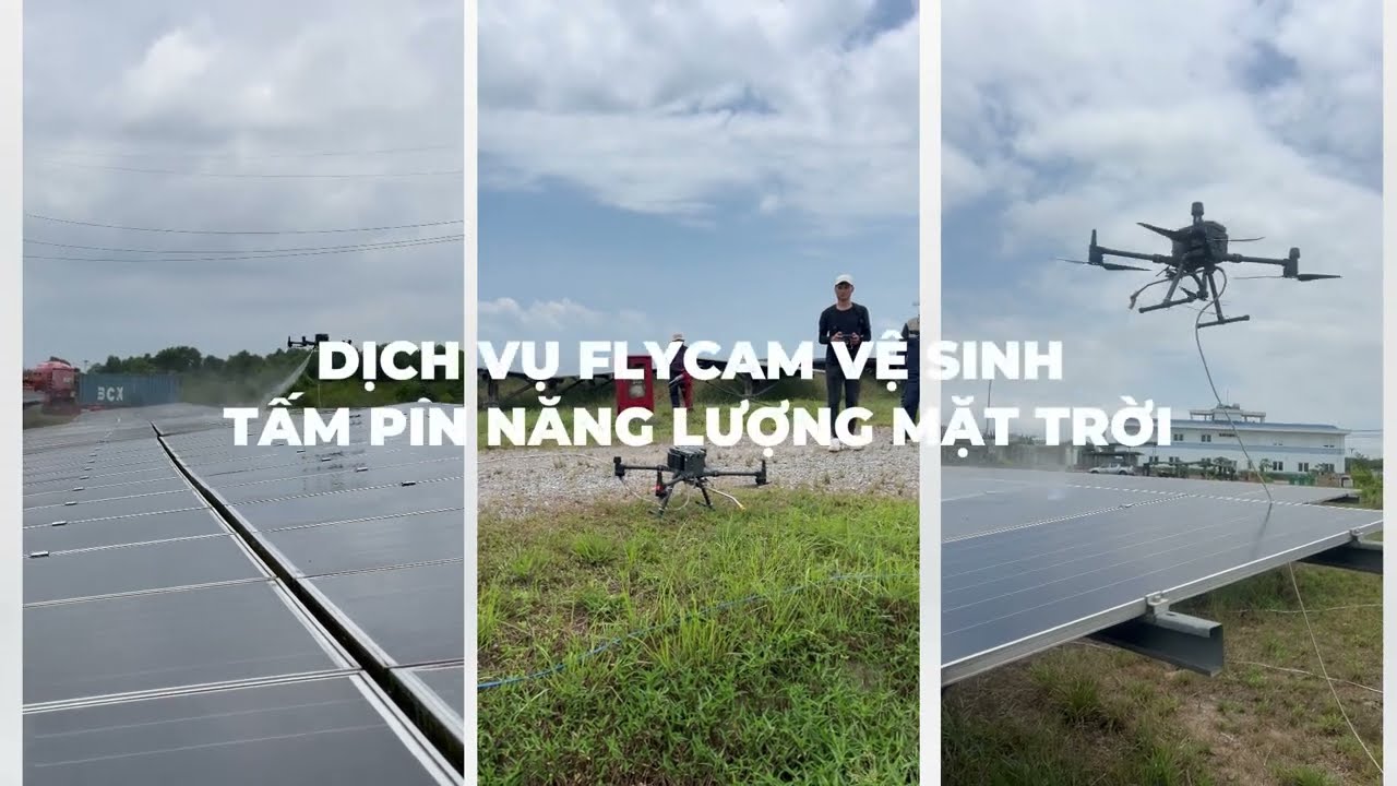 Giải pháp vệ sinh tấm pin năng lượng mặt trời hiệu quả bằng Drone